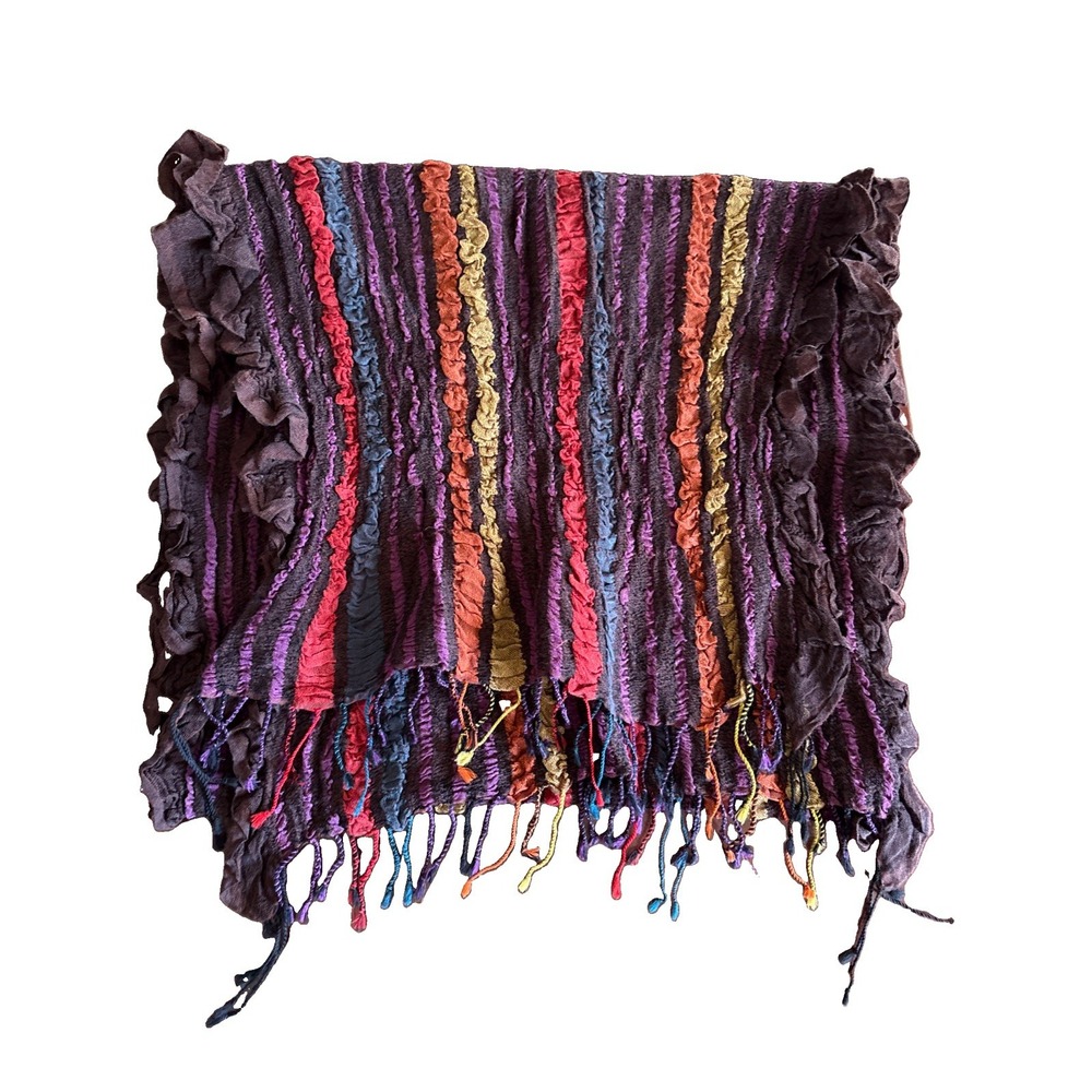 Passigatti Multicolored Crinkle Scarf with Fringe